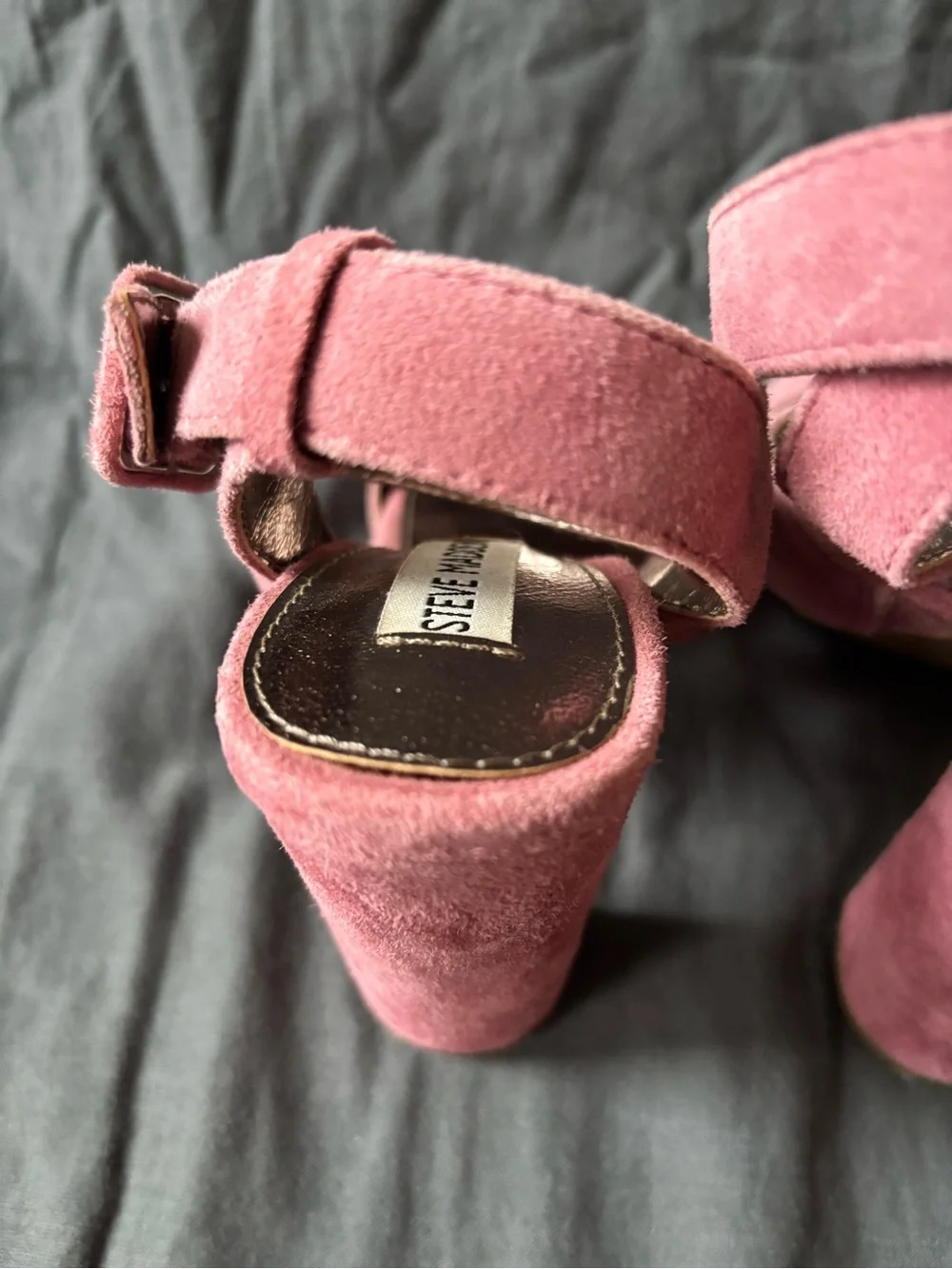 Steve Madden Women’s Suede Block Heel Sandals in Dusty Rose - Picture 6 of 7